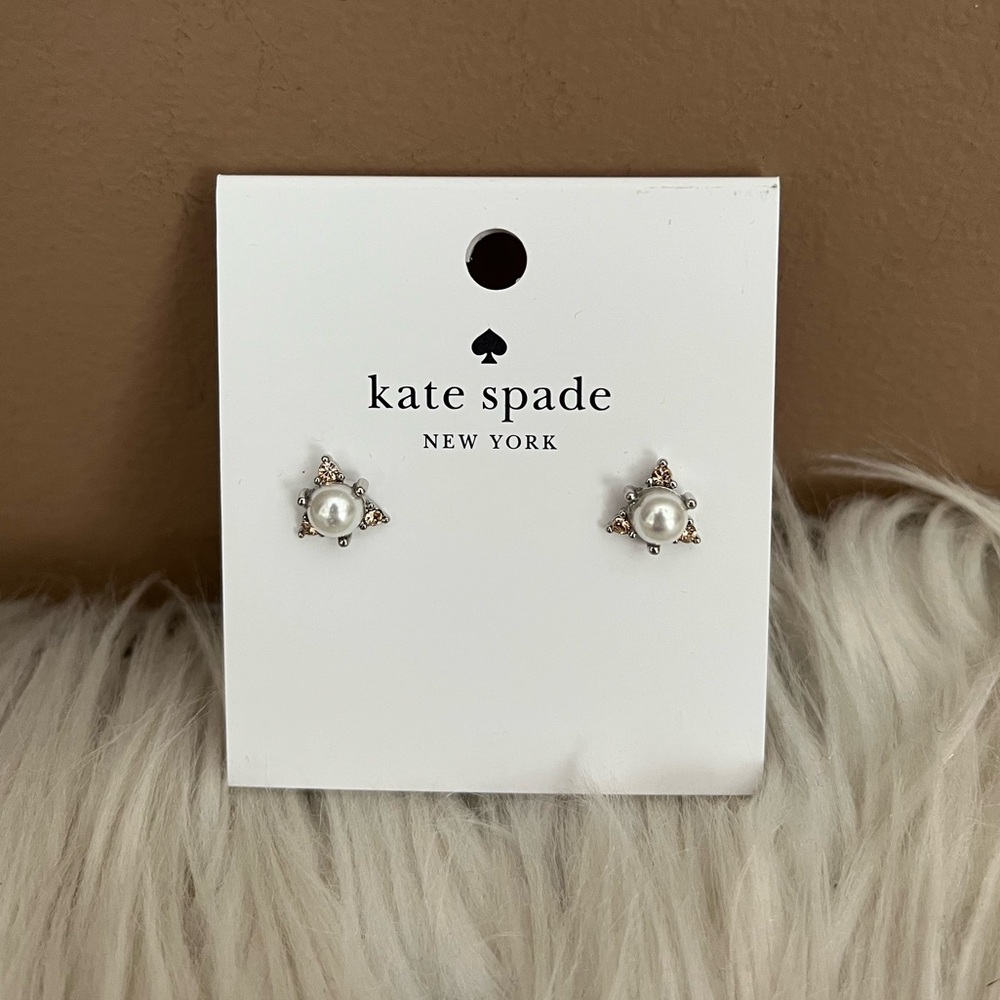 {Kate Spade} You're A Gem Triangle Stud Earrings in Champagne / Silver - NWT